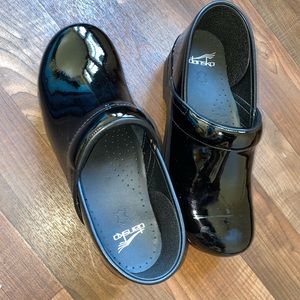Dansko Black Patent Leather Clogs